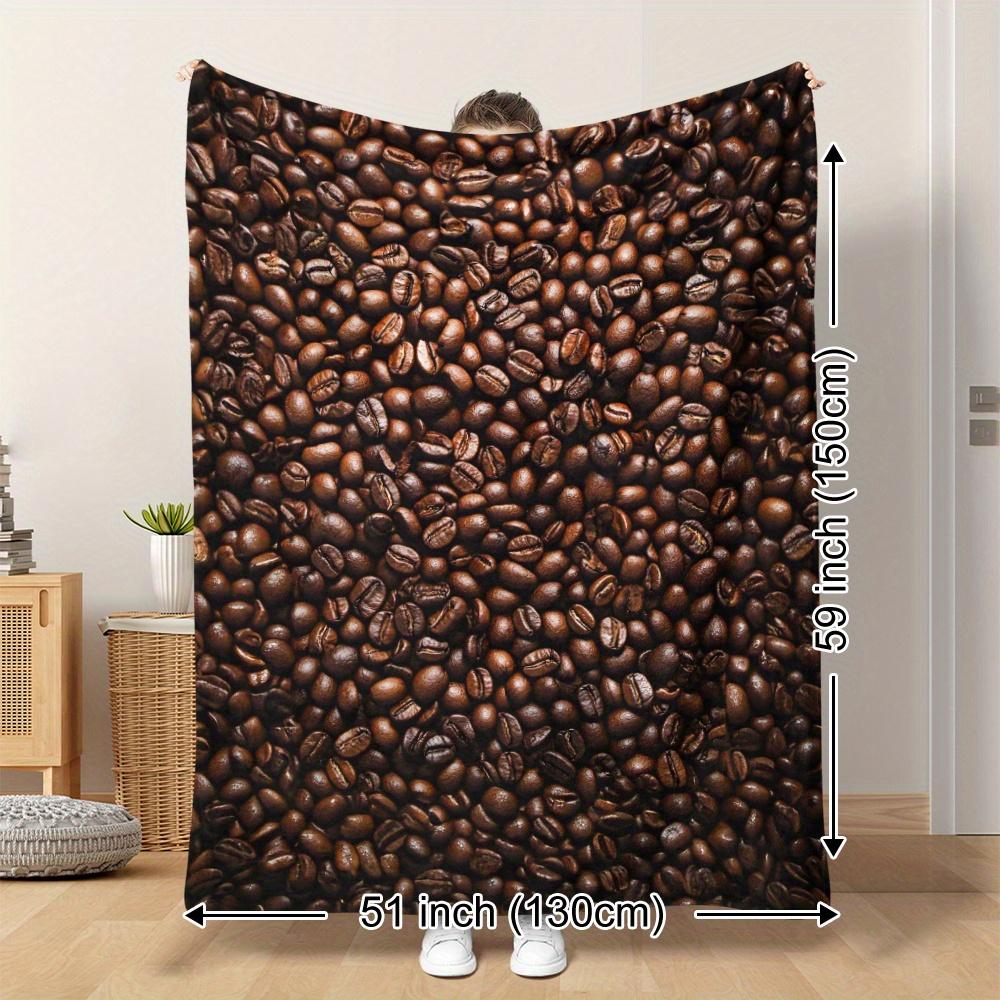 Modern Coffee Bean Print Blanket Contemporary Pattern Soft Cozy Warm Throw for Bed Sofa Office Travel Gift