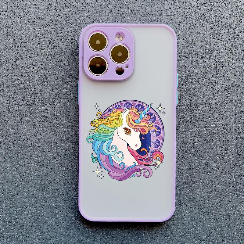 Cartoon Unicorn Phone Case For iPhone 12 13 Pro Max Mini XR XS X 8 7 Plus Back Cover For iPhone 11 14 Pro Max Shockproof Shells
