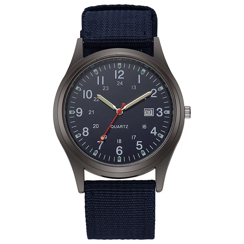 Leuchtende Herren-Sportuhr, stoßfeste Armbanduhren, einfaches Nylonband, männliche Armbanduhr, Quarzuhr