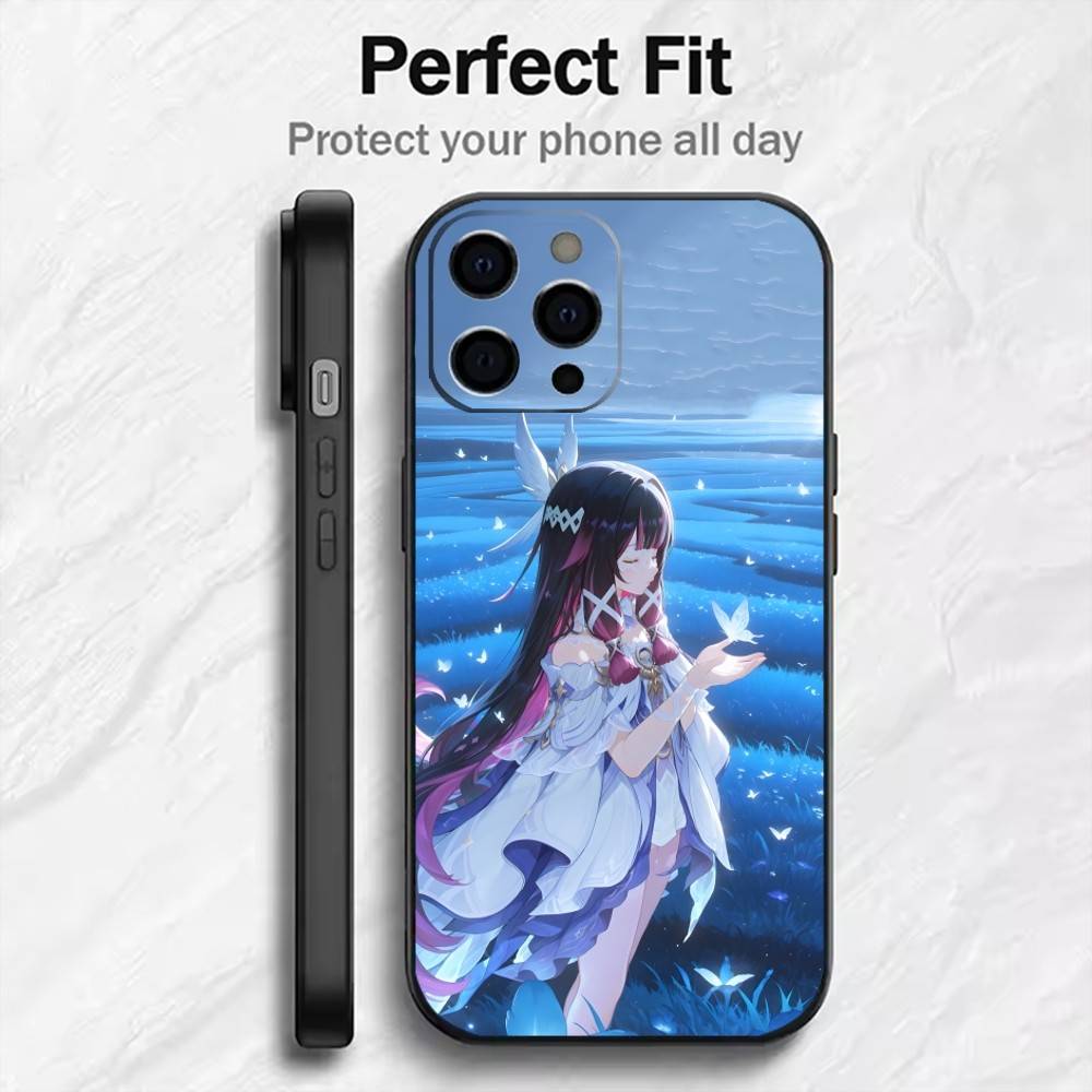 Moon Goddess Girl C-Columbina  Phone Case For iPhone17,16,15,14,13,12 Plus,Max Soft Silicone Black Cover