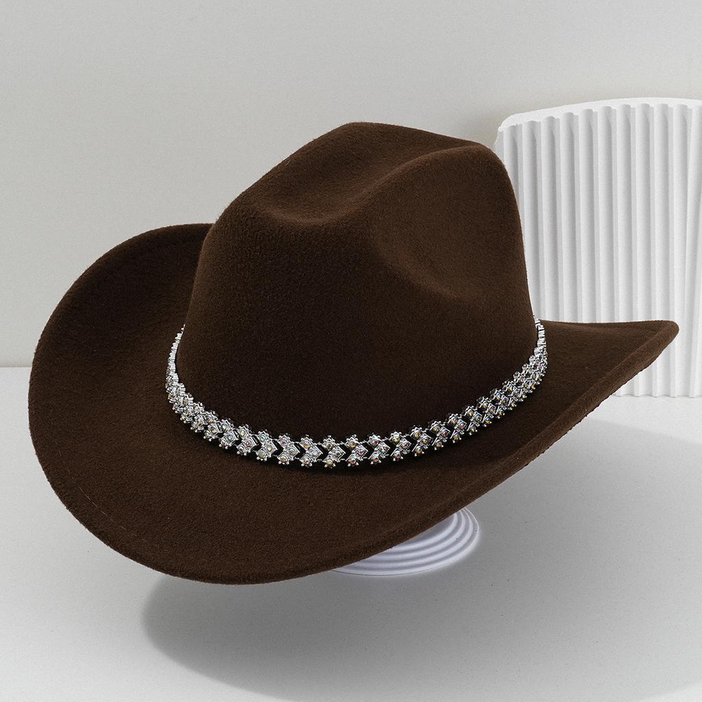 New top hat European and American style wide brim retro denim love gem rhinestone accessories hat strap holiday music festival