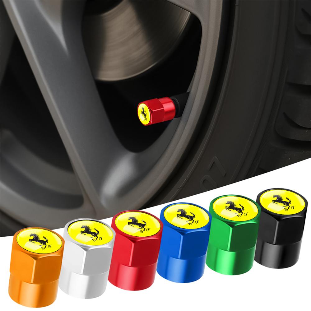 4PCS Car Wheel Tires Valve Cap Covers Auto Accessories For Ferrari Hats New Racing F1 Monaco SF-25 Charles Leclerc 16 612 KC23 JG2