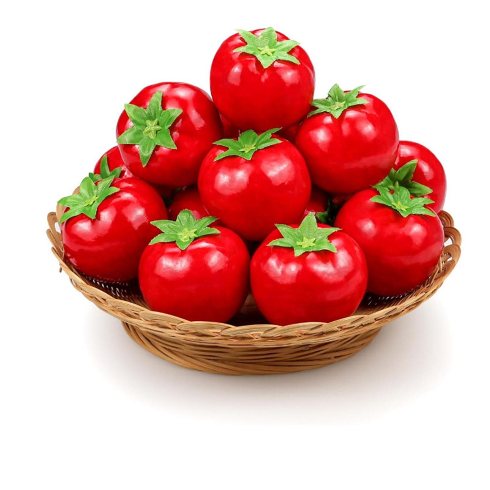 Kunstmatige Tomatenmodel, 6 Stuks, Nep Tomaat Schuim Decoraties, Scheurbestendig, 3,5 Inch, Levensnoodzakelijke Rode Centerpieces voor Tafel, Keuken