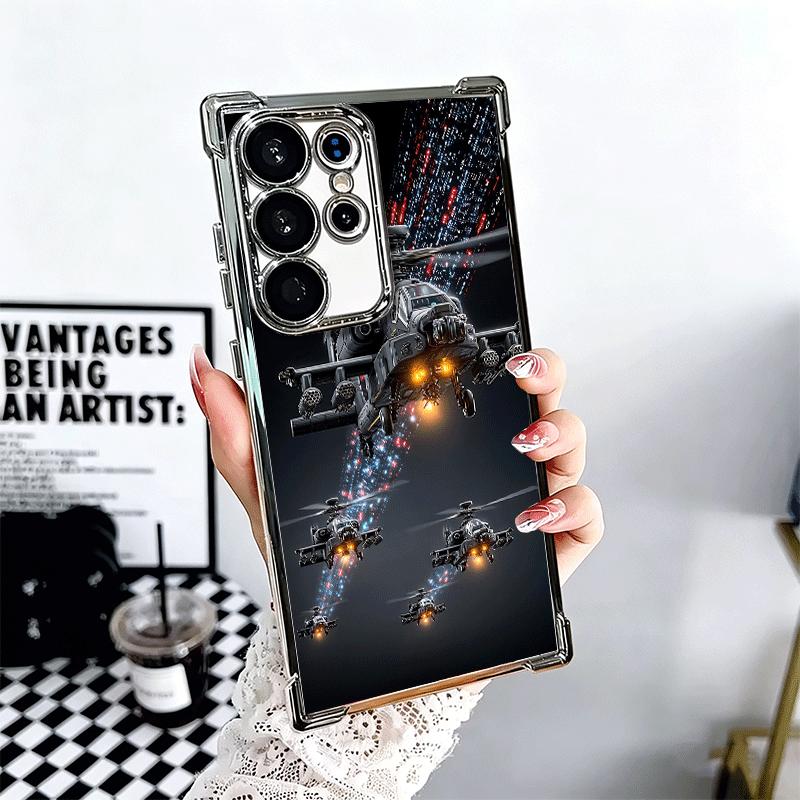 

Aircraft Helicopter Formation Plating Phone Case For Samsung Galaxy S24 S25 FE S26 Edge S23 Ultra S22 S21 Plus S20 Anti-Fall Air Samsung S23 Ultra