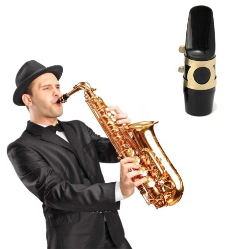 akindou E-flat Alto Saxophone Mouthpiece with 2 Reeds and 2 Mouth Cushions (Gold Ligature) for Jazz