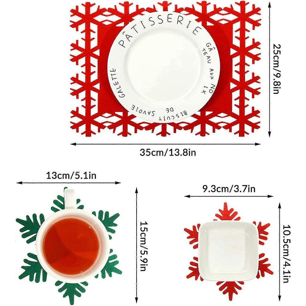 12 Pcs Christmas Placemats Sets,heat Resistant Christmas Table Mats And Coasters Set,non-slip Table - DD