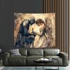 Knight And Angel Wall Tapestry, Medieval Romance & Fantasy Art, Romantic Home Decor For Bedroom & Living Room