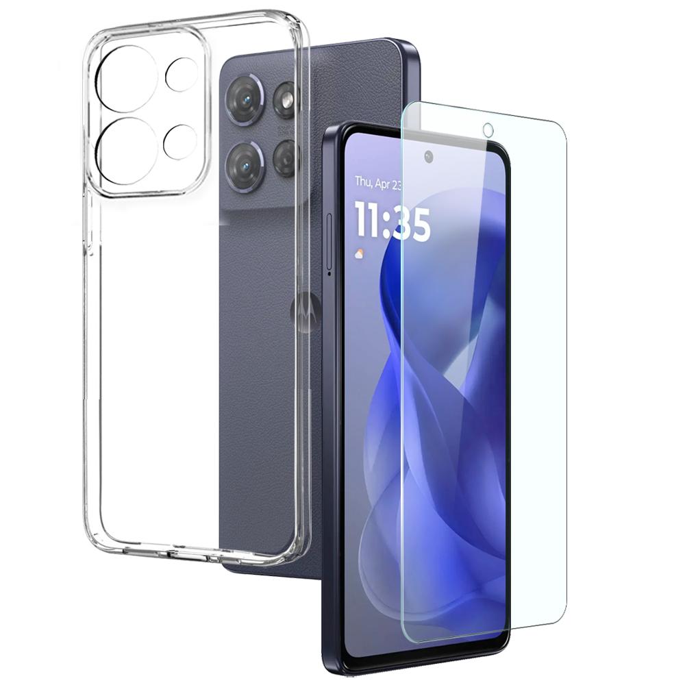 NORTHJO For Motorola Moto G Power (2025) Clear Case Soft TPU Phone Cover with Tempered Glass Screen Protector
