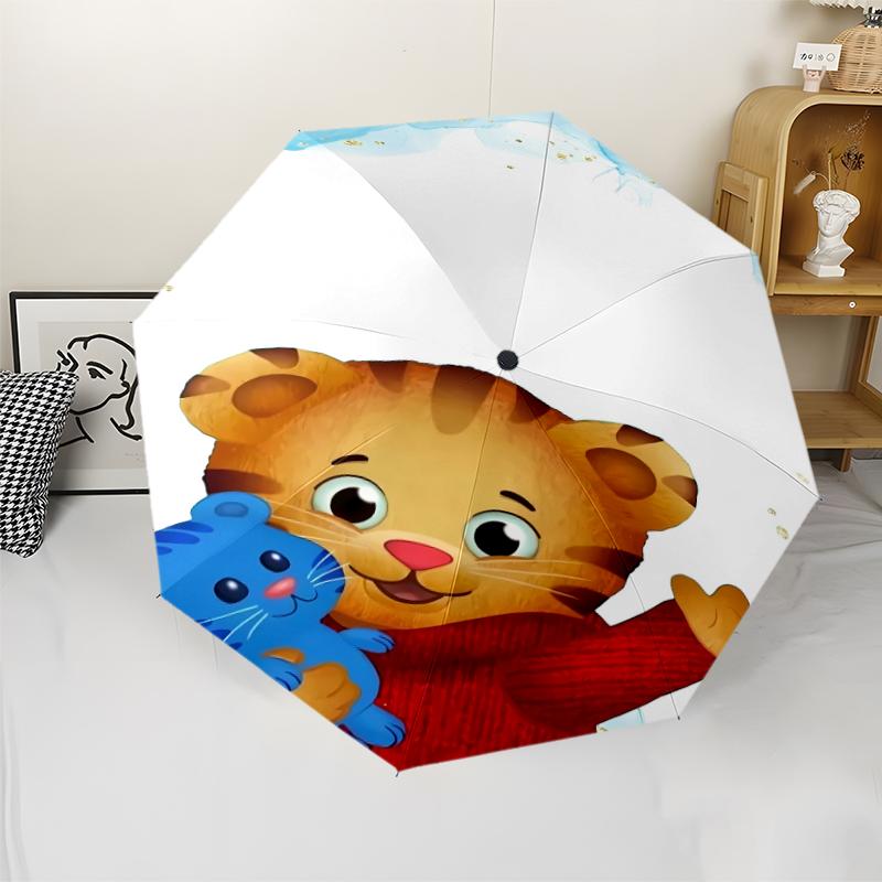Daniel Tiger's Neighborhood Print Automatic Umbrella, 8 Rib Iron Frame, Plastic Handle, Suitable for Outdoor Travel &Daily , Ideal Gift