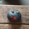 Chinese Yixing Purple Clay Tea Pet Handmade Lotus Leaf Shape Ornaments Desktop Decors Tea Figurine Crafts Tea Set Decoration