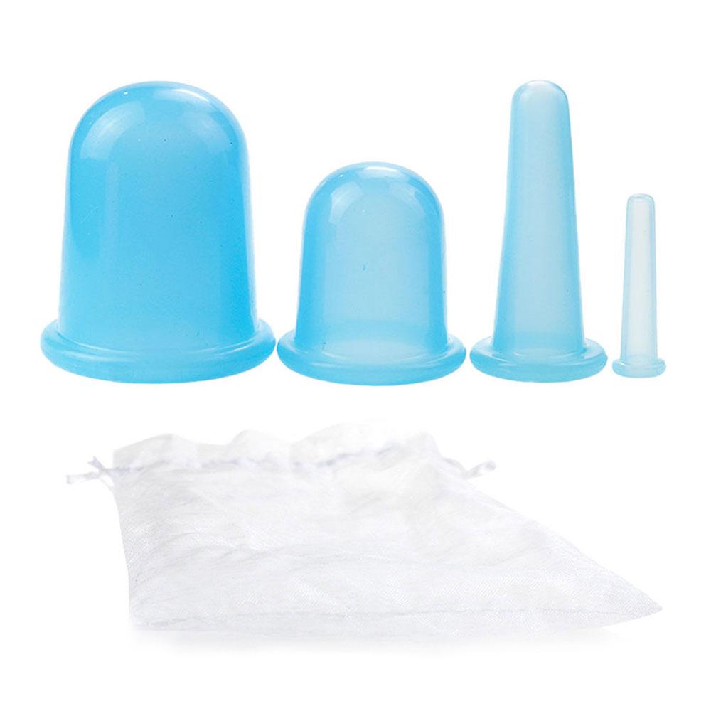 4-teiliges Silikon-Vakuum-Schröpfset, Schröpfgläser, Dosen, Saugnapftherapie, Rücken- und Körperentgiftungsmassage, Anti-Cellulite