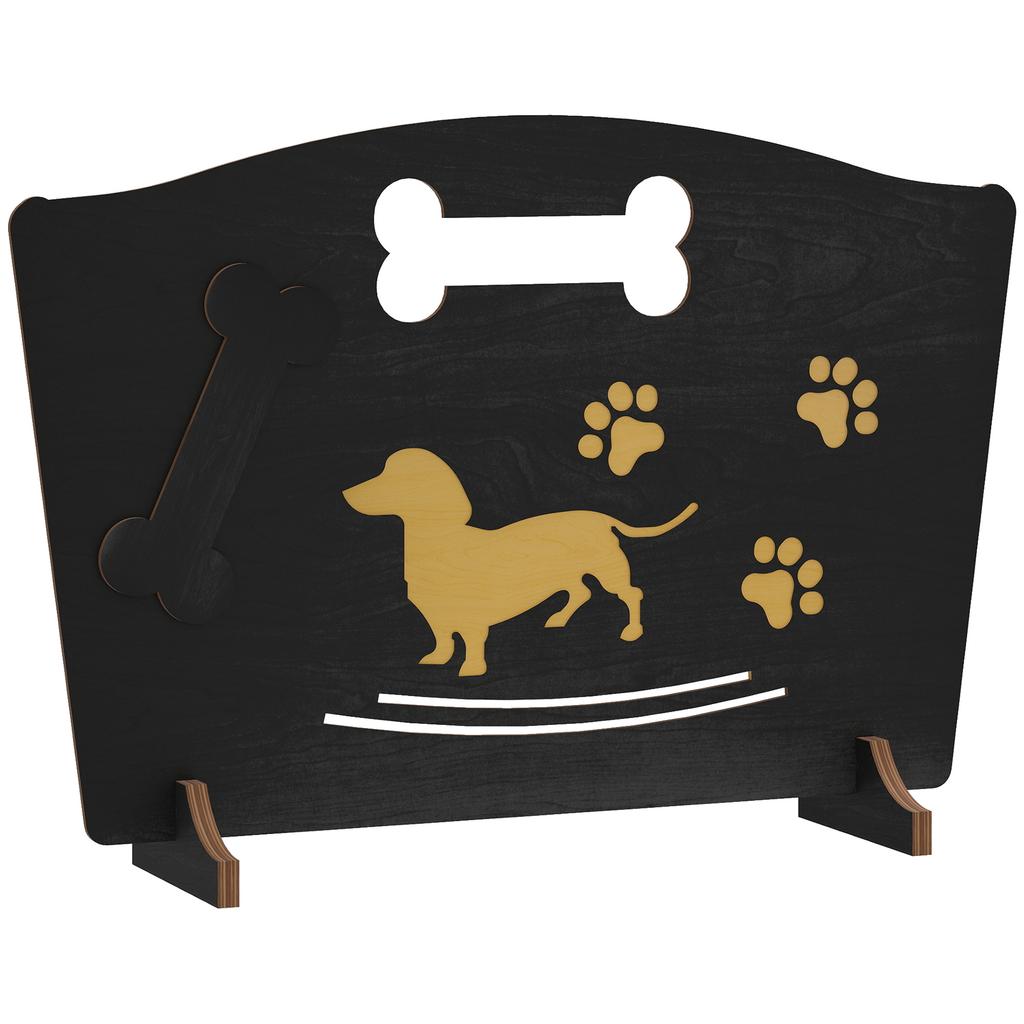 Wooden Dog Stopper, Dog Barrier with Support Feet, for Stair, Patio, Very Easy Setup, Black, 75 x 51 cm
