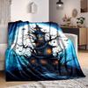 1pc Halloween Haunted House Moonlit Night Blanket, Lightweight Flannel Throw Blanket For Sofa, Bed, Travel, Camping, Living Room, Office, Couch