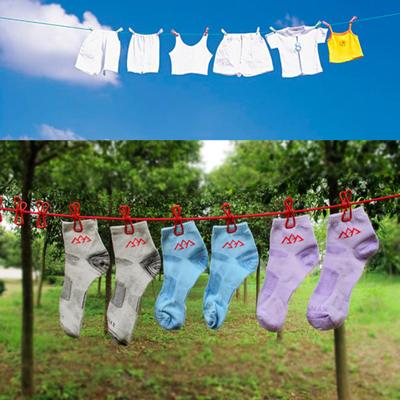 Windproof Outdoor Clothesline Hanger Travel Laundry Drying Rope with 12 Clips