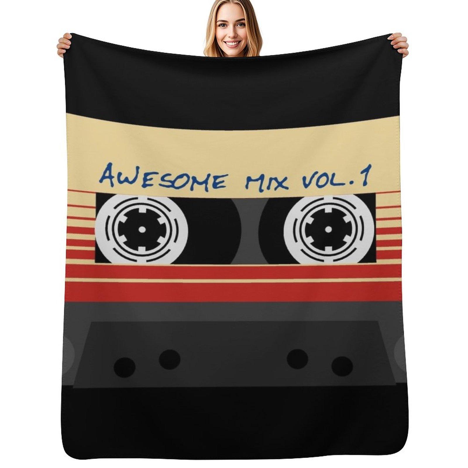 Awesome Mixtape Vol 1, Tape, Music, Retro Throw Blanket Versatile Cozy Throw Blanket for All Occasions Size: 75*100cm, Weight: 230 GSM
