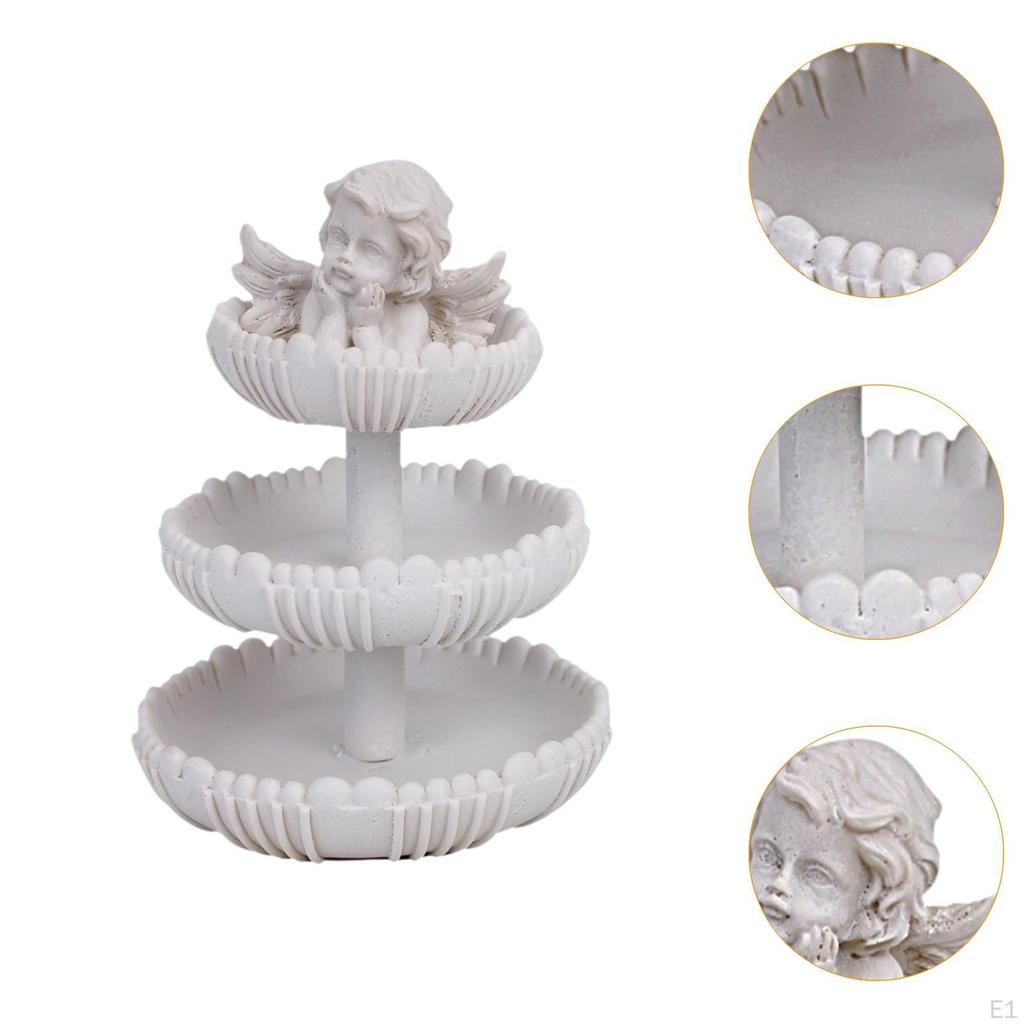 Wishing Angel Figurine Fountain Theme Sculpture White Resin Ornament for Entryways Home Office
