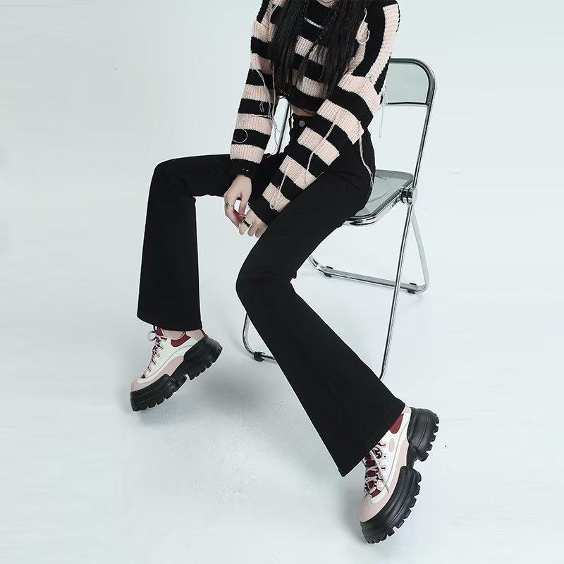 Women's High Waist Slimming Petite Micro Flare Denim Pants - Black, Autumn/Winter 2023 Collection