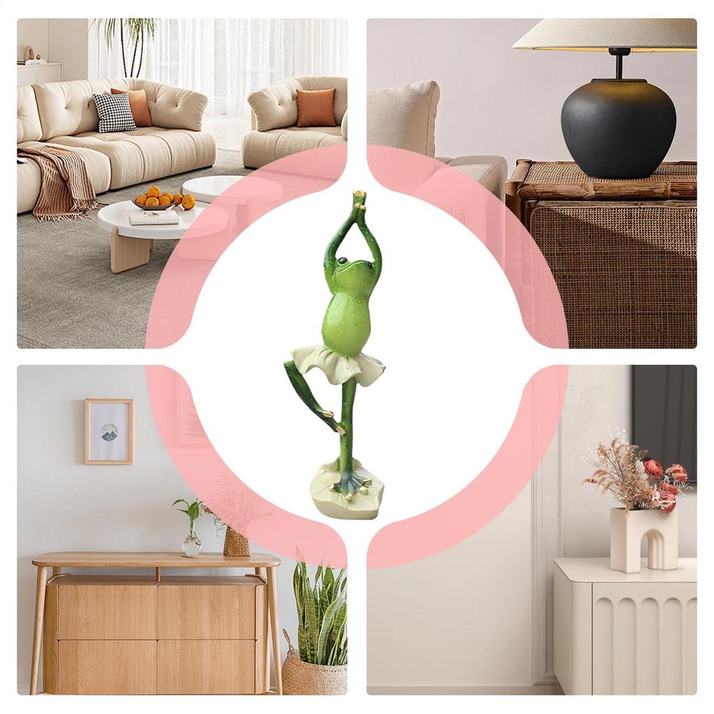 resin Ballet frog statue funny Yoga Frog Outdoor Garden Sculpture Collectible Figurines Home Decorations for Patio Lawn Pathway