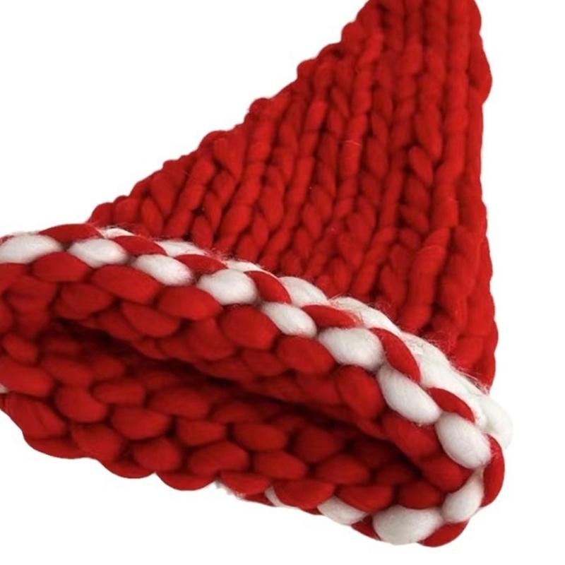 Christmas Santa Hat for Holiday Celebrations Festival Props Hat for Adult All Age Crochet Santa Caps Party Props Headwear