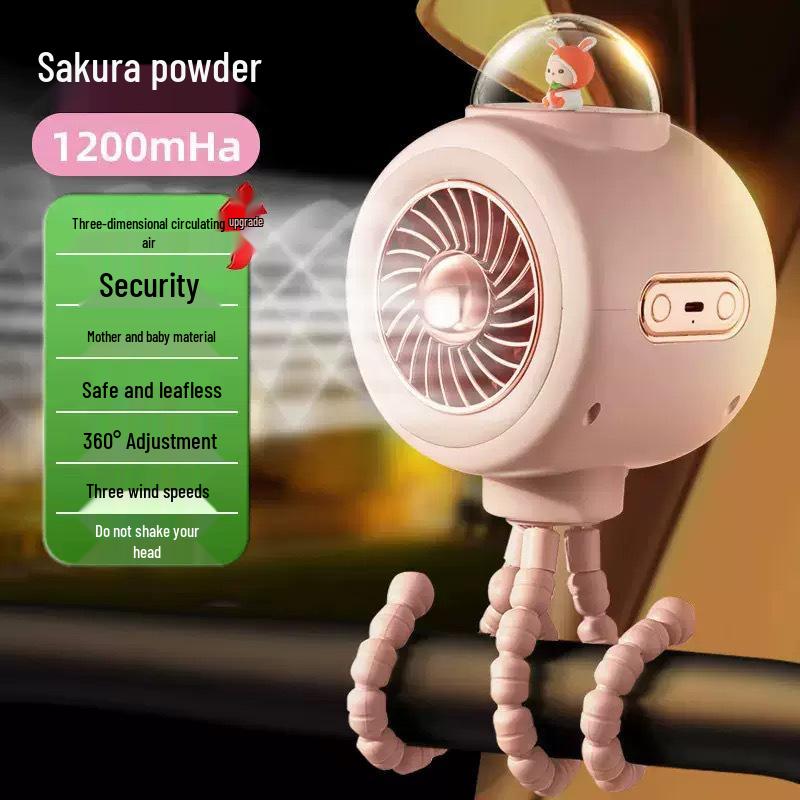 Silent Oscillation Portable Stroller Fan - Outdoor Cooling, Automatic, Compact Desk Model 110*110*340mm
