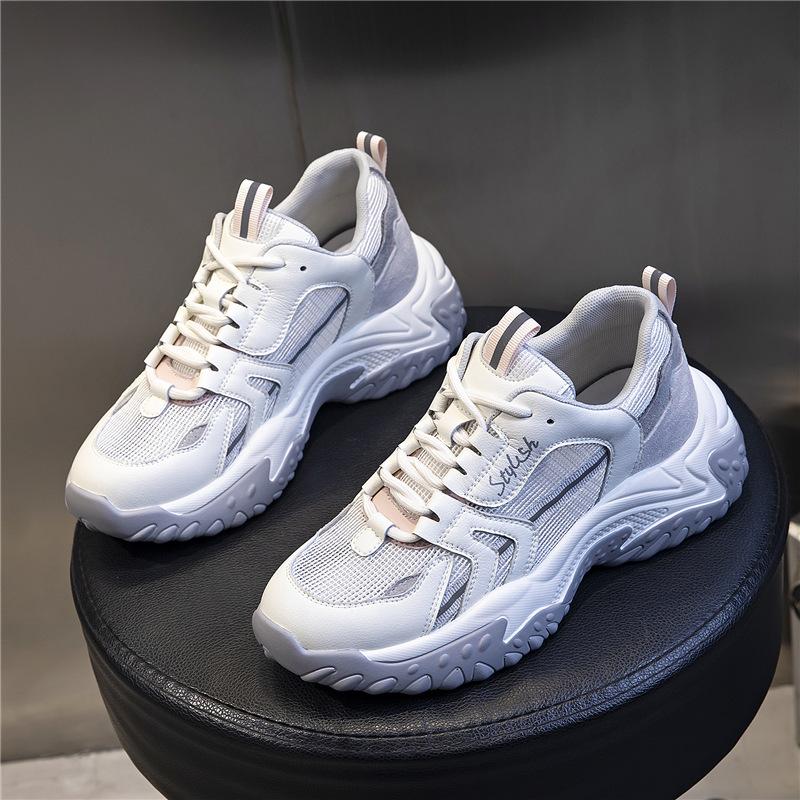 

Leather transparent net dad shoes summer 2025 new sports shoes women s running breathable casual women s flat platform women s shoes 35