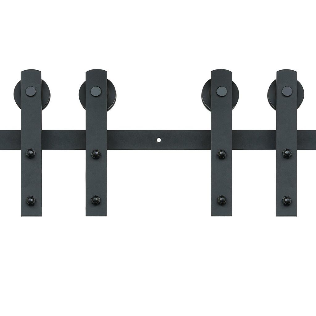 8FT Sliding Barn Door Hardware Kit, 330LBS Heavy Duty Barn Door Track Kit for Double Doors, Fit 3.7-4.3FT Total Wide and 1.3"-1.8" Thick 2 Door Panel,