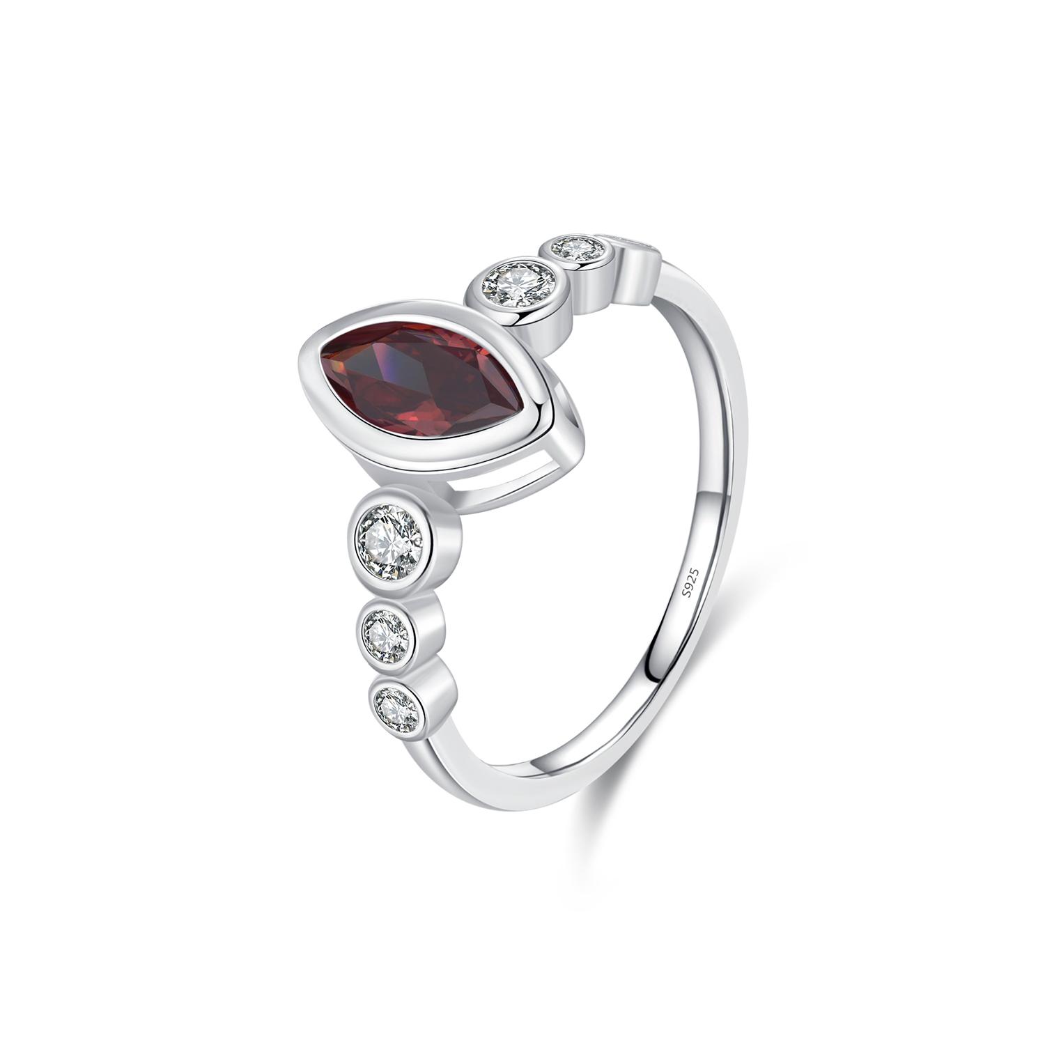 

925 Sterling Silver Rhombus Rhodolite Zirconia Ring Trendy Stackable Fine Jewelry For Women Rings 5