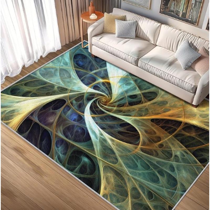 Mystic Geometric Eye Carpet Orange Blue Triangle Design Abstract All Seeing Pattern Artistic Living Room Rug Home Decor