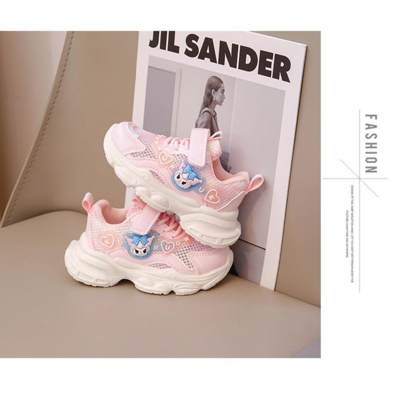 Girls Shoes Spring and Autumn Sports Shoes Foot Stepping Lamp Mesh Children Baby Breathable Mesh Shoes Casual Shoes Medium and Small Children