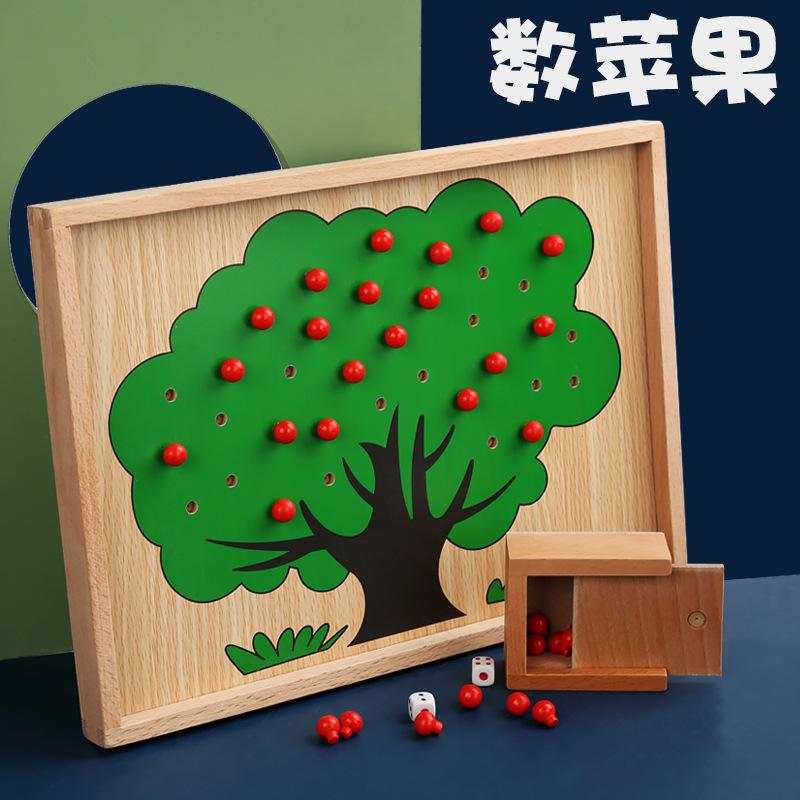 Montessori Mathematics Teaching Aids Kindergarten Enlightenment Early Education Wooden Puzzle Number Apple Points Apple Toys