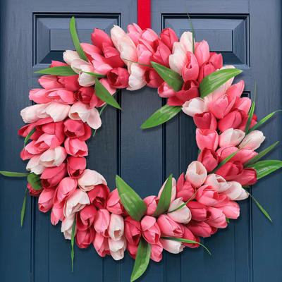 Decorative Wreath Simulation Tulip Wreath Crypto Home Living Room Decorative Pendant Wreath