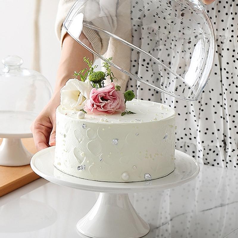 Lebensmittelechte Nordische Stile Dessertteller mit erhöhtem Fuß Keramikglas Kuchen Präsentierteller Küchenutensil