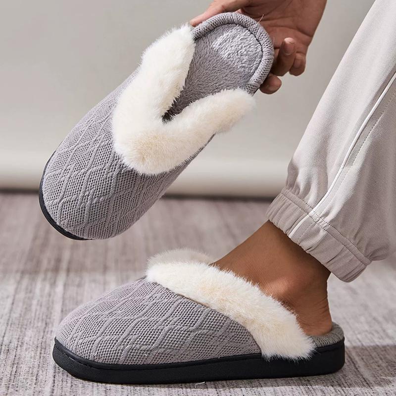 Fashion Slip On Platform Fur Slippers for Women Fashion Mix Color Furry House Cotton Slides Woman Light Non Slip Cotton Slippers Female