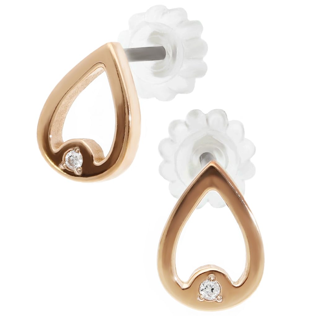 Phiten Fe-fe Phiten Titanium Women's Diamond Earrings, 2-Piece Set, Pink, Simple Drop Stud Design