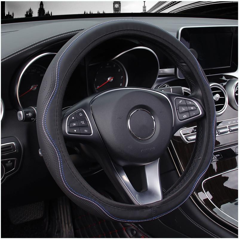 Breathable Fiber Leather Embossed Car Steering Wheel Cover For Universal Diameter 38cm For Auto Interior Accessories