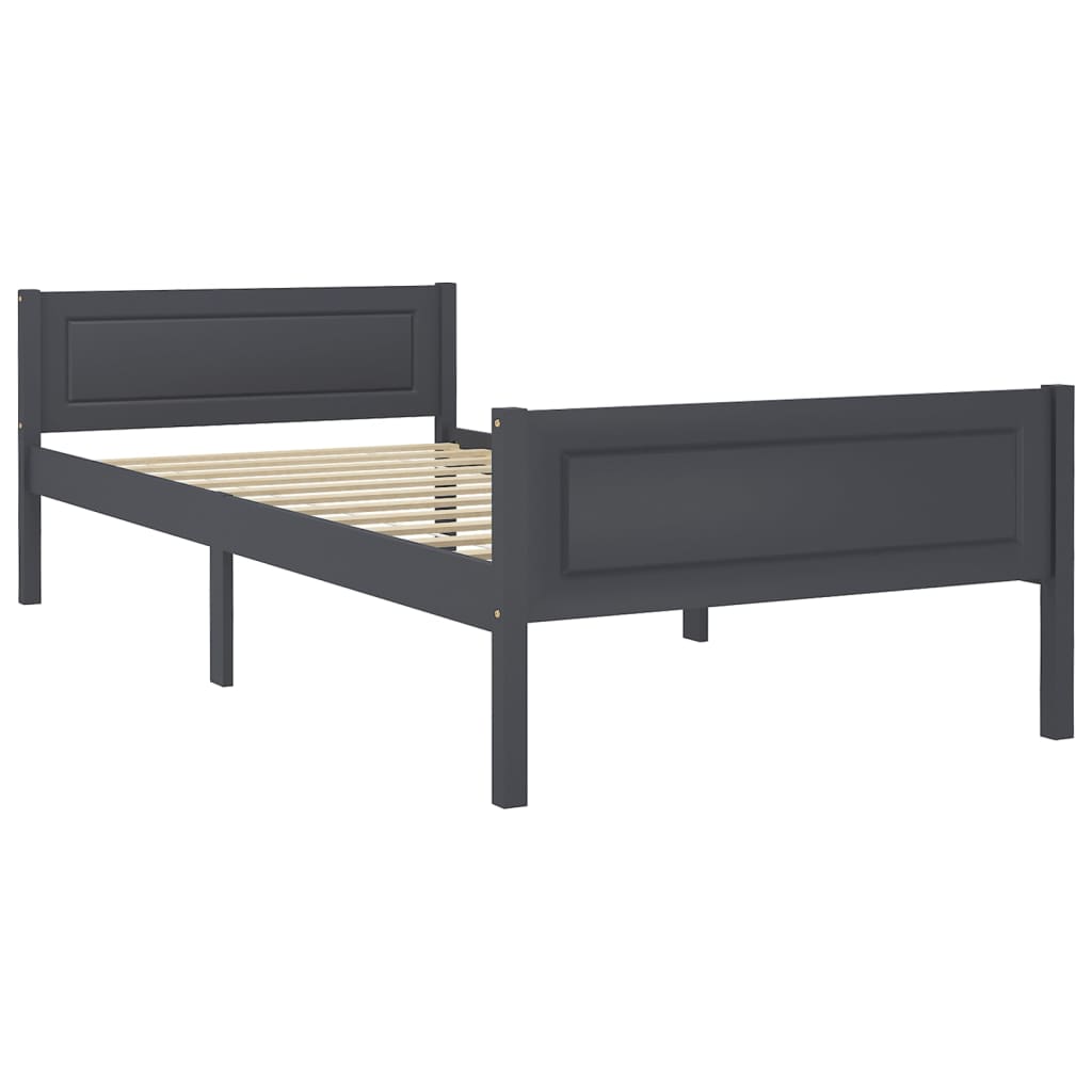 Solid Pine Wood Bed Frame Gray 100 x 200 cm