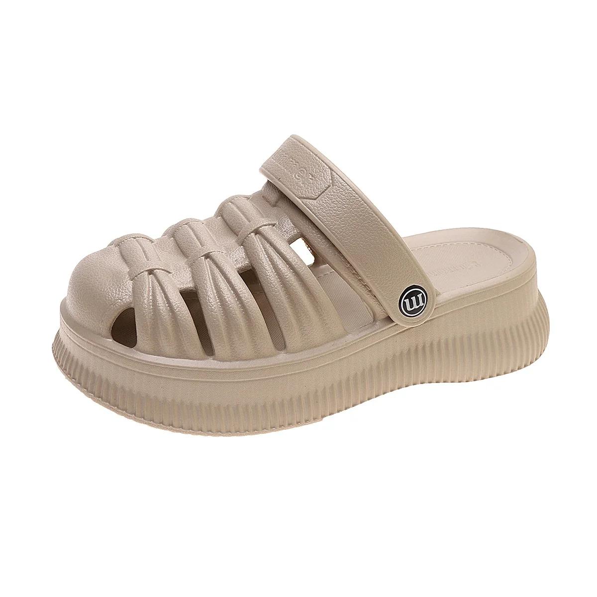 

Fashion Hot Sale Slippers 2025 New Outdoor Summer Round Toe Slip on Light Women s Slippers Casual Closed Toe Sandals Slippers Women 35-36 хаки