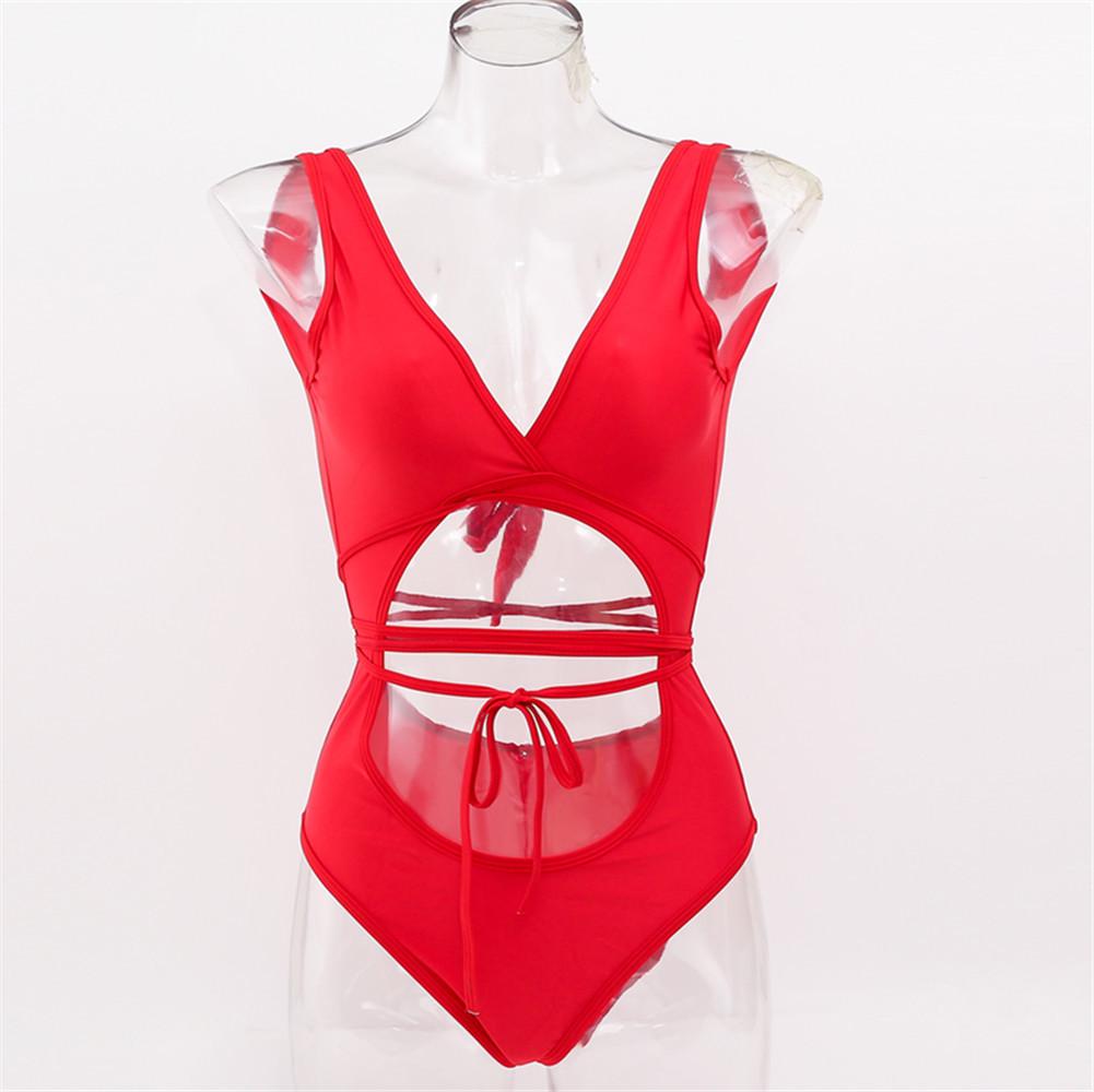 Evropsko-americké sexy bikiny s vysokým pasem s bandáží - Dámské jednodílné plavky ZY051