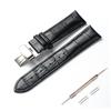 Jumpsunfun Genuine Calf Leather Watch Band with Replacement Band Crocodile-Embossed D-Buckle, 20mm/Black [Used]