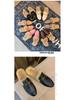 2025 Women's Genuine Leather Furry Half-Slippers with Horsebit Strap - Warm Autumn/Winter Shoes