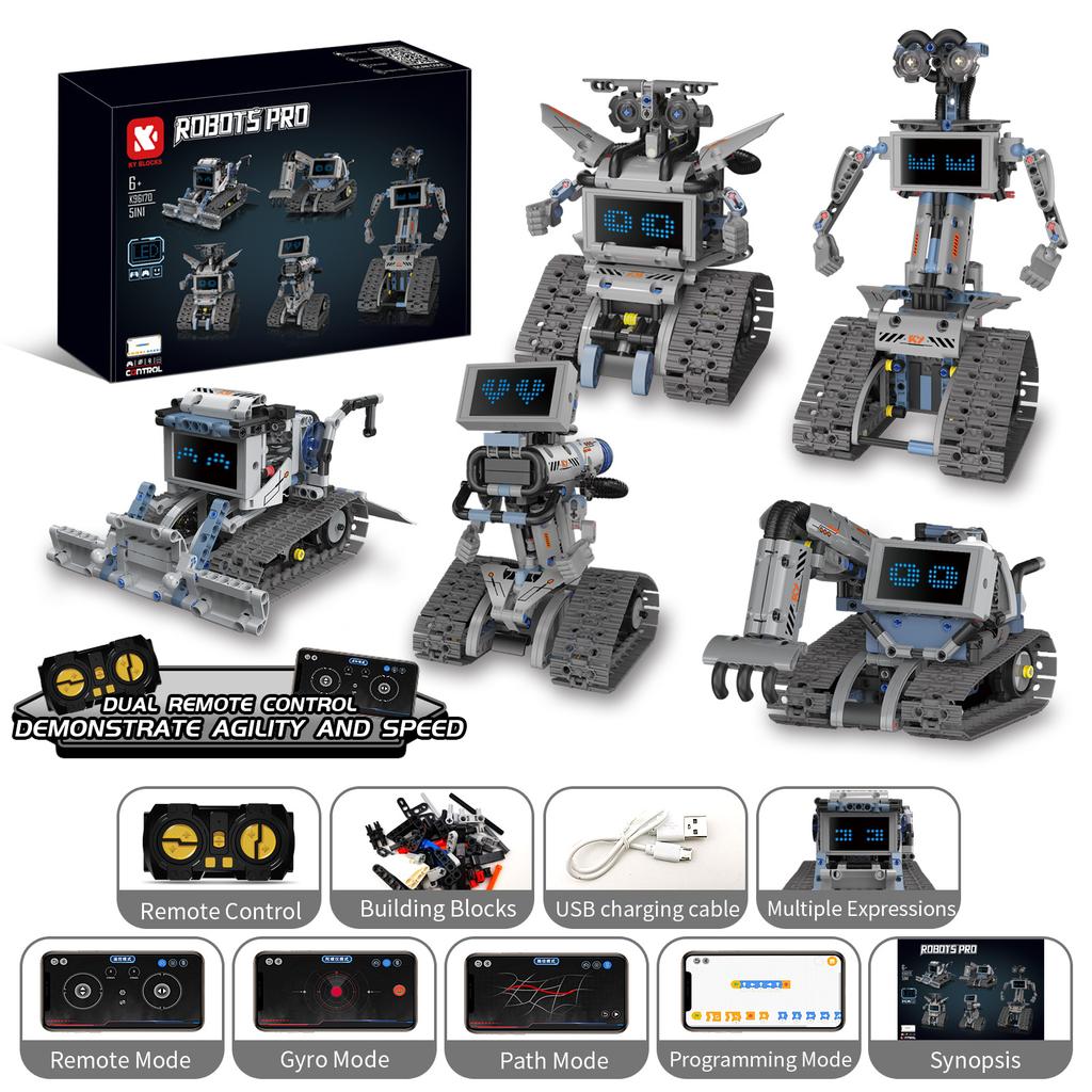 Moc 352Pcs 5 In 1 Creative Electric Rc Interstellar Robot Model Assembly Diy Building Blocks Children'S Puzzle Toy Gift