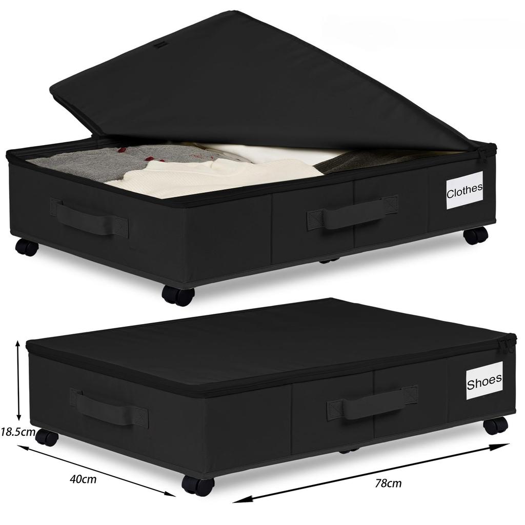 Underbed Rolling Storage Box Large Portable Foldable Wheeled Dustproof Home Space Saving for Travel Clothes Mobile Organizer