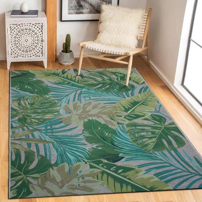 Tapis salon feuilles vert multicolore 160x230