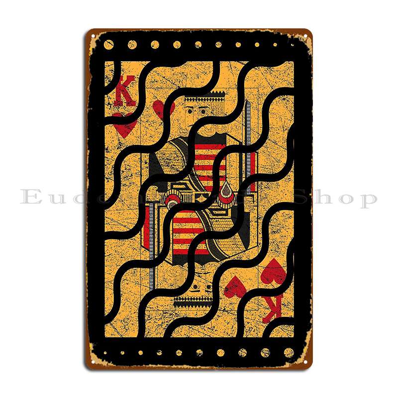 King Of Hearts Card Gambling Aces Card Gambler Casino Chips Gamble Diamond Fold Bet Metal Signs Wall Decor Printing Plaques 20X30CM