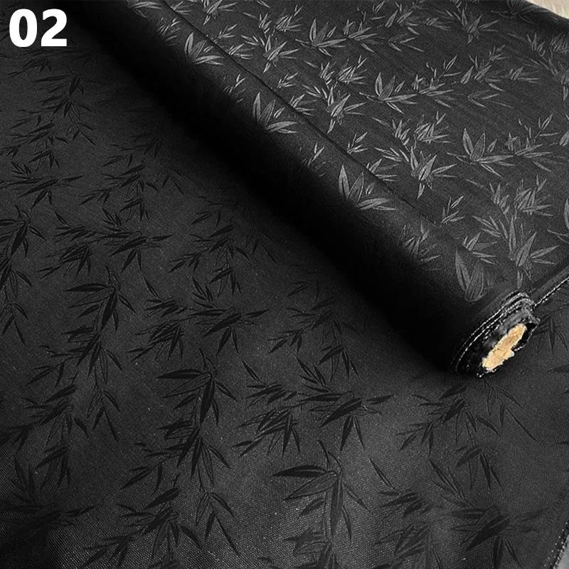 50x114cm Chinese Style Retro Luxury Mulberry Silk Fabric Bamboo Leaf Pattern FabricAncient Hanfu Costume Cheongsam Apparel