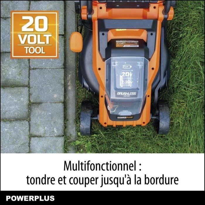Tondeuse à batterie 20V 34 cm de coupe DUAL POWER POWDPGLWS1 - Batterie 4Ah et chargeur inclus - Moteur brushless