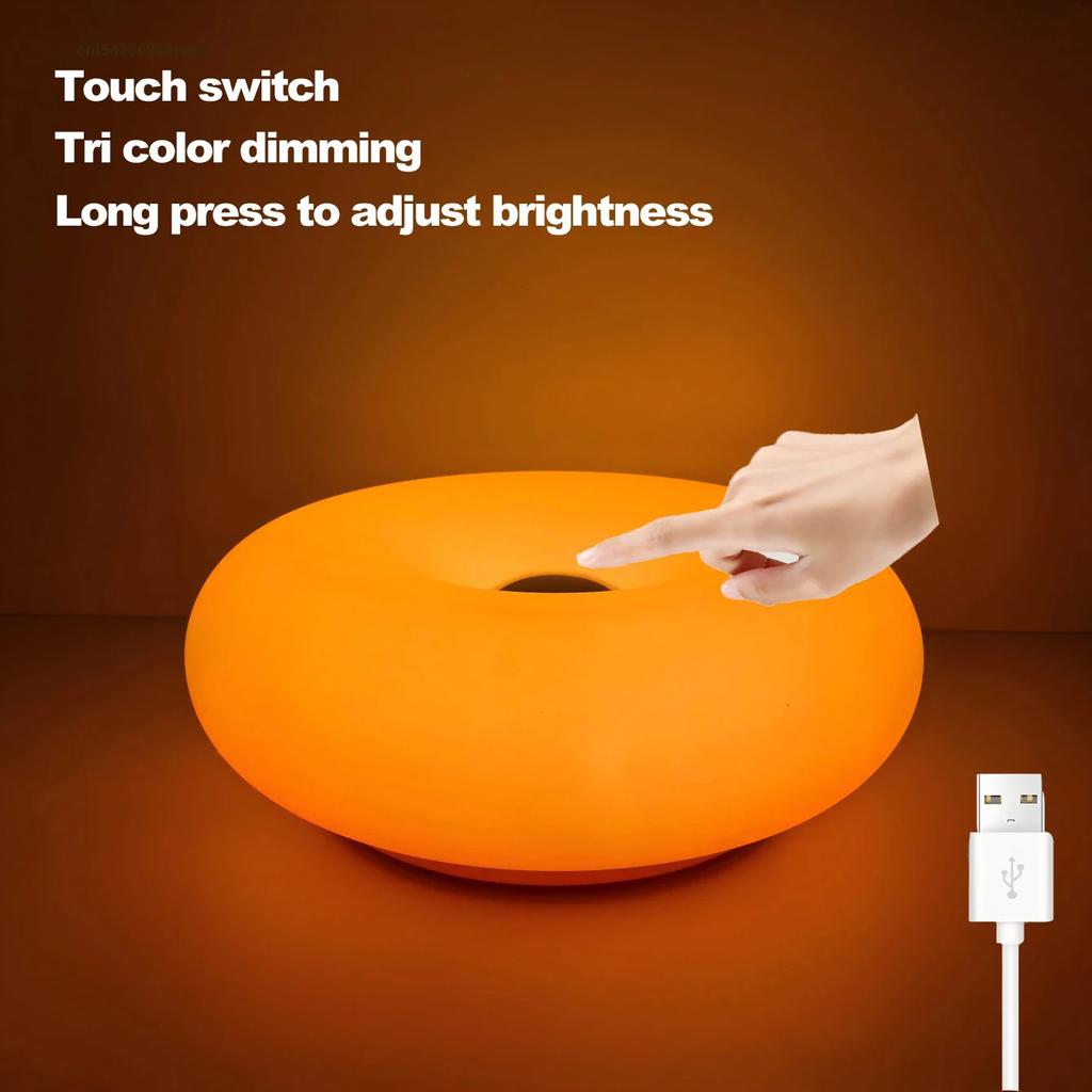 Bauhaus Donut Shaped Table Lamp USB Plug for Bedroom Bedside Living Room Dining Room Decor Ambient Light Not Glass
