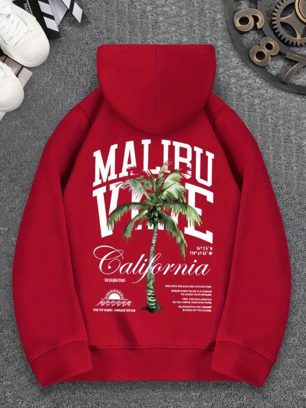Men's Coconut Tree Print Hooded Sweatshirt