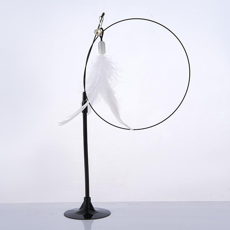 Cat Teaser Stick with Bell, Bite-Resistant Feather, Suction Cup, Self-Entertainment Toy