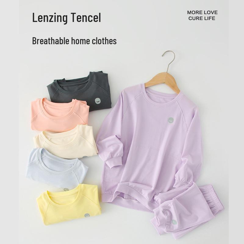 

Children s Spring/Summer Seven-Sleeve Pajama Set with Belly and Neck Protection, Class A Lyocell Air Conditioning Suit for Boys and Girls 120 (110-120cm/40-50kg)